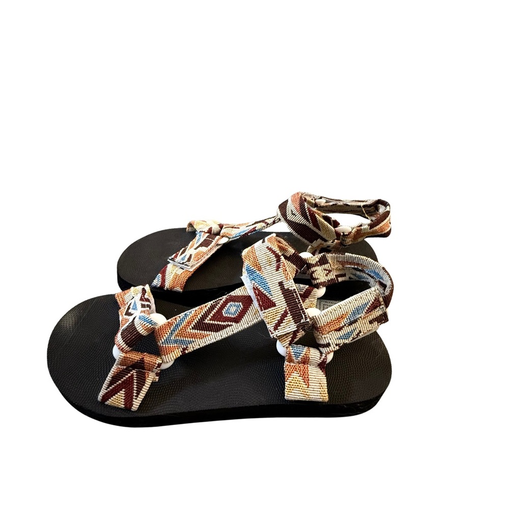 Tribal Pattern Sandals with‎ Black Soles